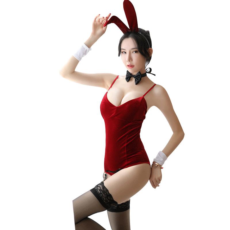 性感可爱韩国绒兔女郎制服（红/黑/粉）